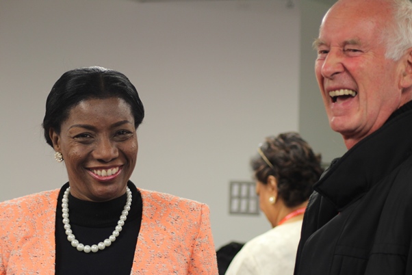 Barbados Deputy High Commissioner Althea Wiggins sharing a joke. Photo courtesy CaribDirect

